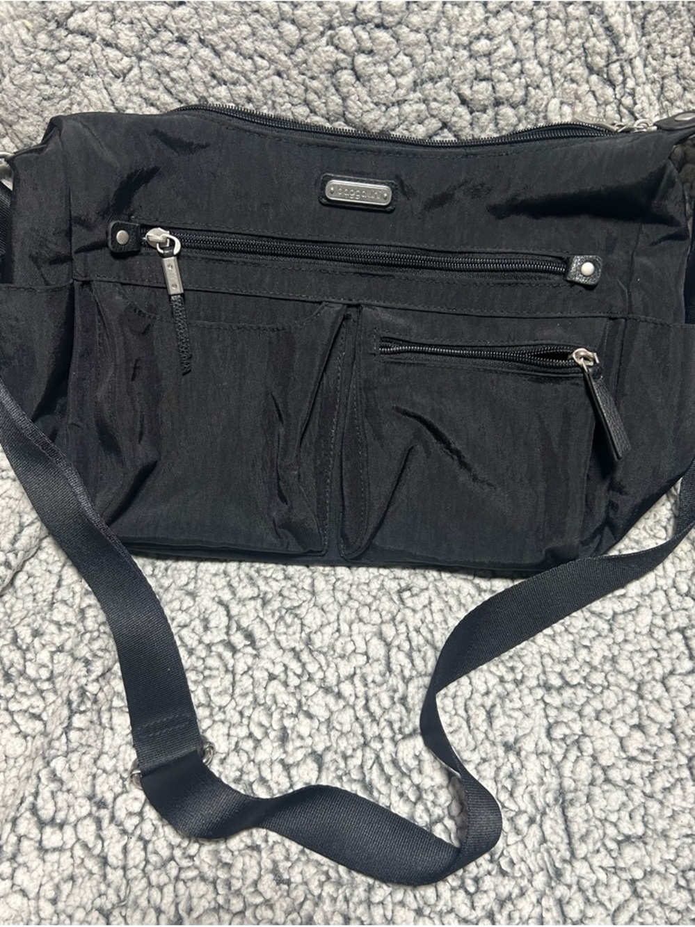 Baggallini Black Crossbody with Light Blue Lining